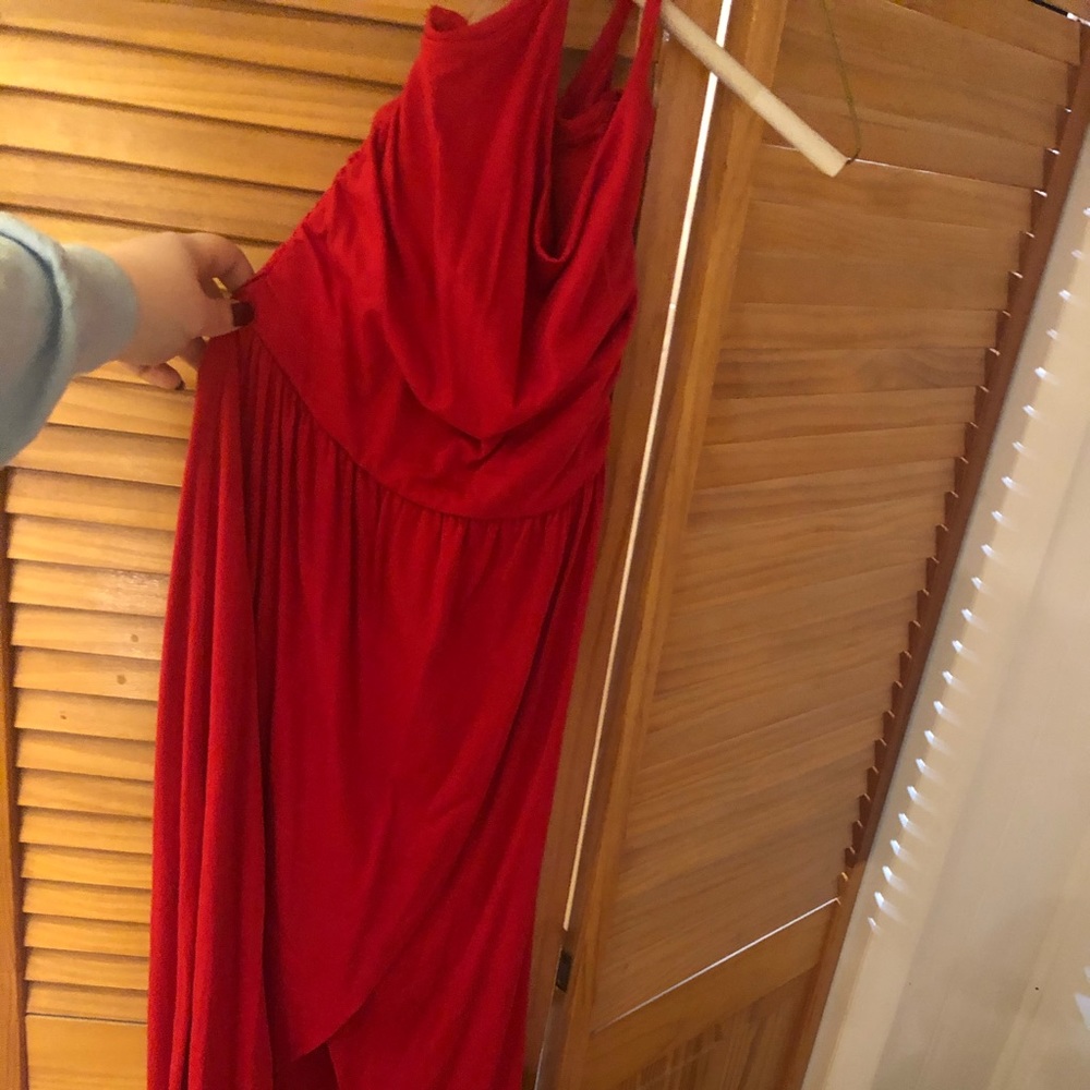 High low spaghetti strap red dress